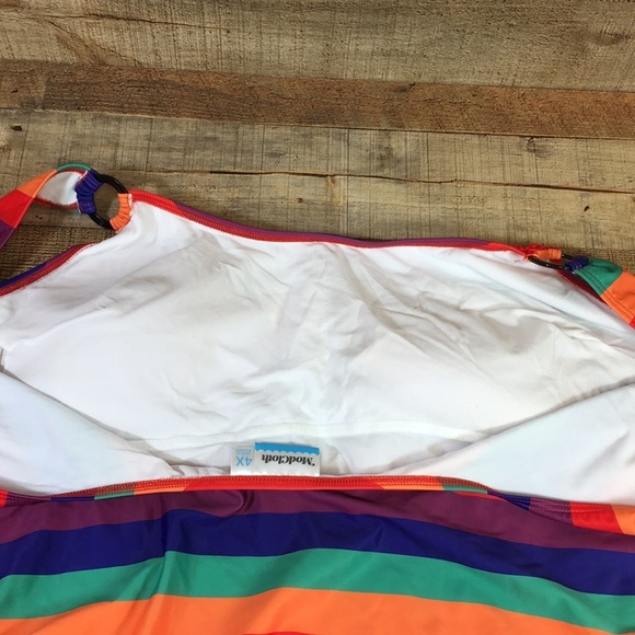 Modcloth Red Purple‎ Striped One Piece Swimsuit Womens 4X - Picture 4 of 11